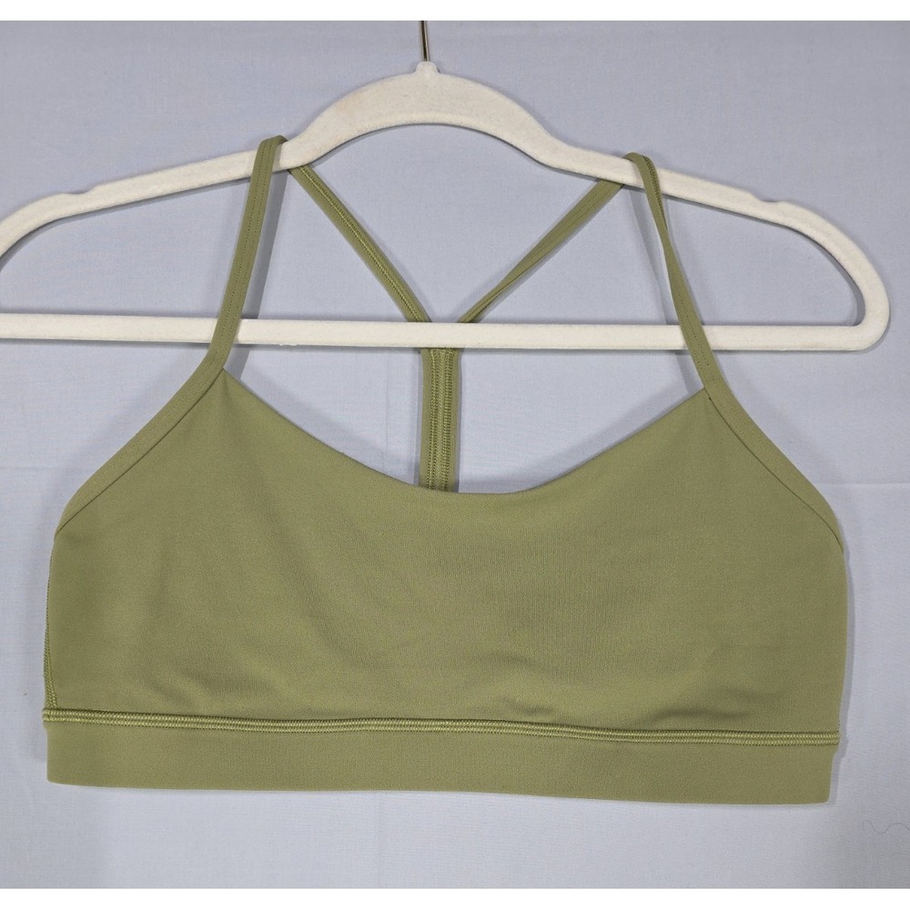 Lululemon Size 10 Green Strappy Back Sports Bra Yoga Gym Activewear‎